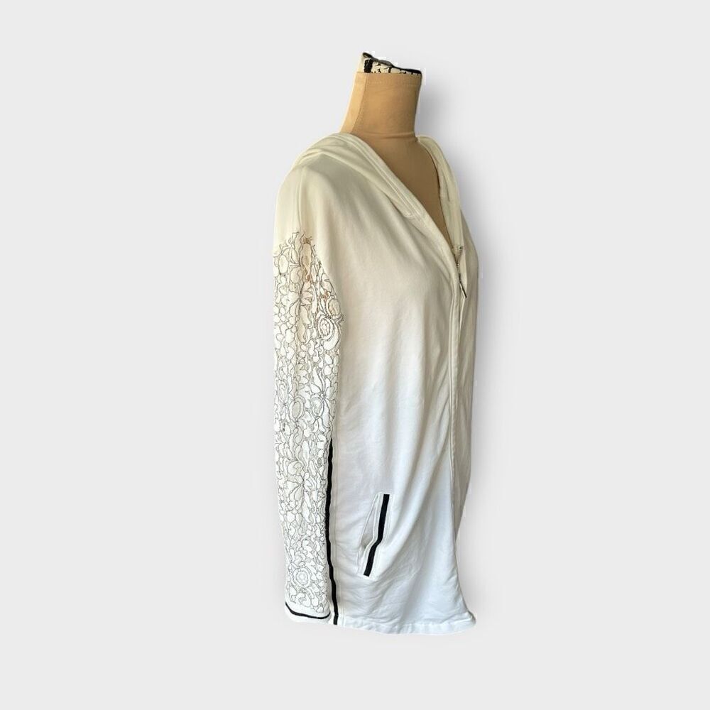 Vintage Esqualo Women’s Small White Embroidered Full Zip Jacket Coat Hooded - Picture 11 of 16